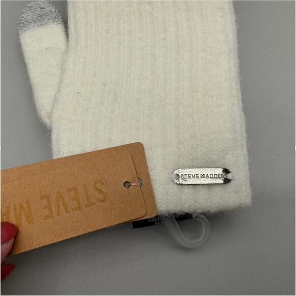 Steve Madden Gloves Womens One Size White EZ Tap Cozy Warm Neutral Essentials - Picture 4 of 6